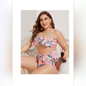 🩷5/$25🩷 Tropical Bow Bikini, Plus Size 3X
